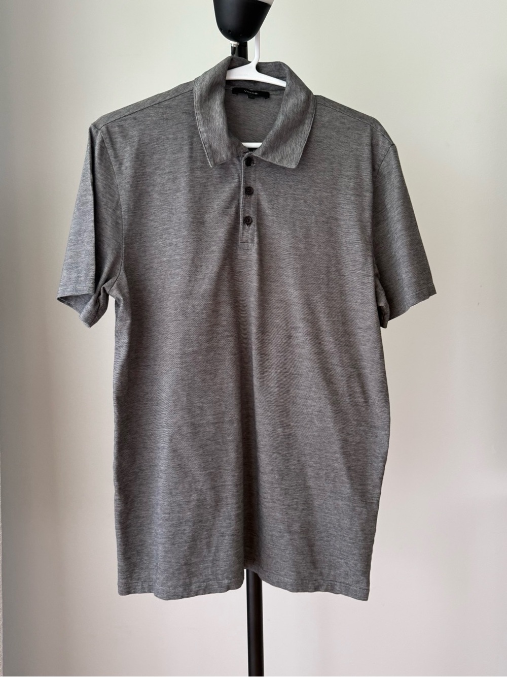 Vince Men's Heather Gray Short-Sleeve Polo